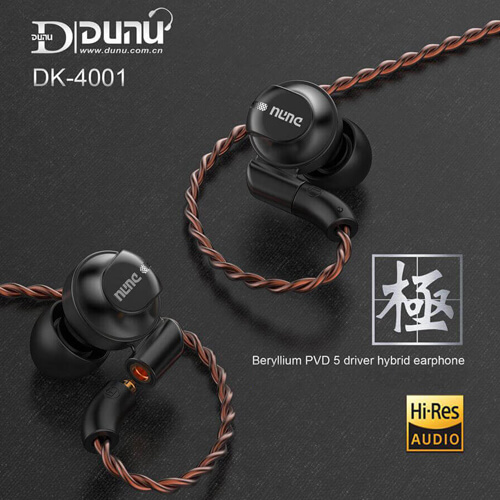 DUNU DK4001 Dynamic Driver Hybrid MMCX Aduiophile Earphone