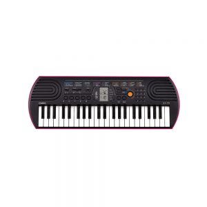 Casio-SA-78-Portable-Musical-Keyboard-Piano-Black-_-Magenta-with-Adapter