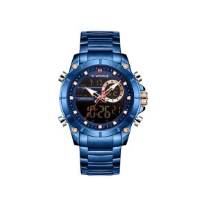 Naviforce-NF9163BEBE-Mens-Quartz-Dual-Time-Stainless-Steel-Watch