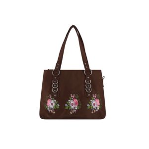 Chocolate Flower Embroidered Handbag for Women-BOBO-01