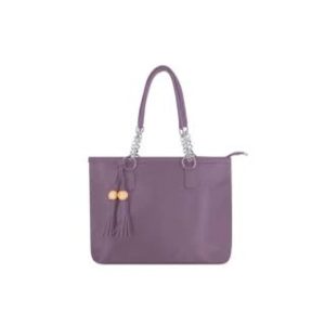 Solid Color Tote Handbag with Tassel - GCI (Lavender)