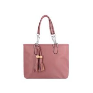 Solid Color Tote Handbag with Tassel - GCI (Mauve)
